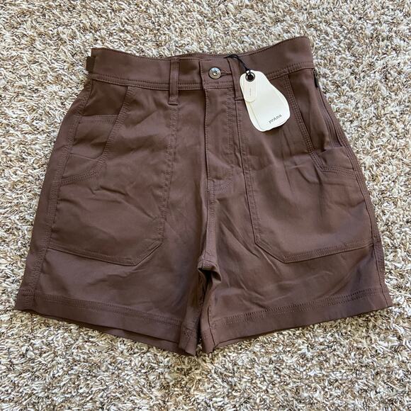 Prana Stretch Zion Cargo Short Women's 0 Mocha 5" Standard Fit High Rise Stretch - Picture 5 of 13